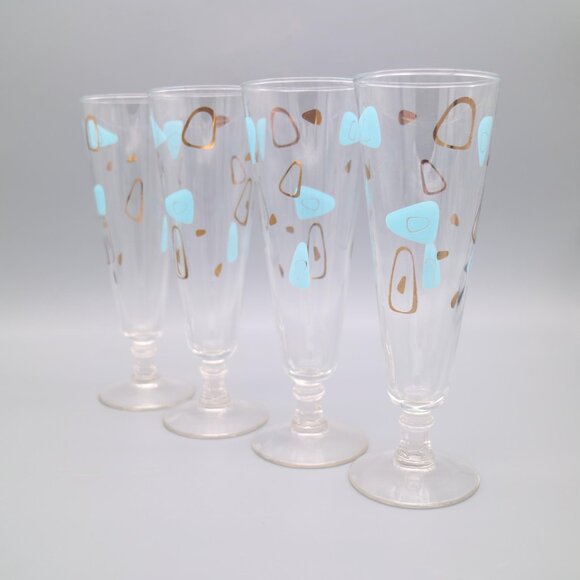 Vintage Federal Glass Capri Atomic Amoeba Boomerang Drinking Glasses (Set of 4) - Picture 5 of 5